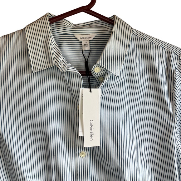 Calvin Klein White and Blue Stripe Button Down - Picture 2 of 6